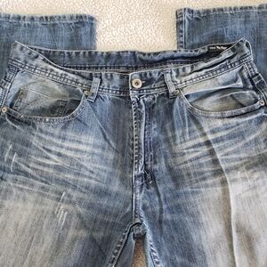 BUFFALO DAVID BITTON Ruffer Distressed Washed Straight Denim Jeans | 34 x 32